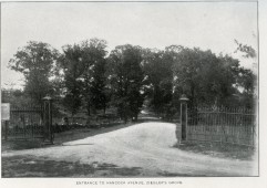 The 1896 version of the Hancock Avenue gate at Taneytown Road used pieces of the old Lafayette Square fence from Washington D.C.